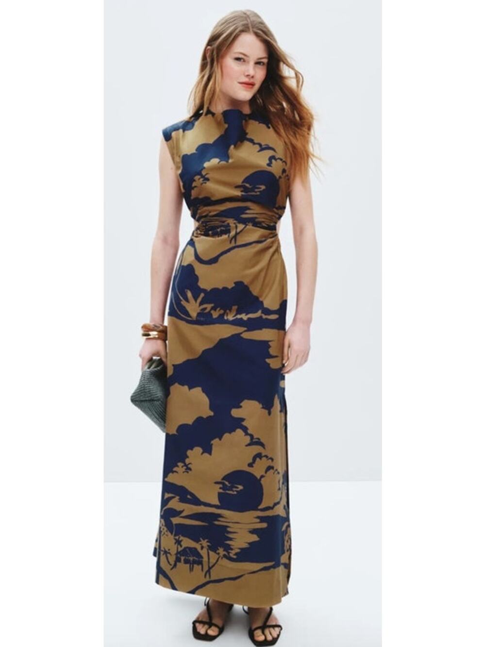 Soleil Soleil Joey Dress Back Cutout Maxi Brown Blue 2